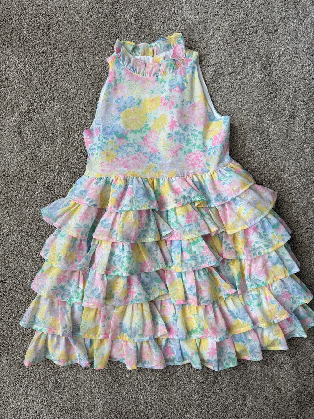 Janie and Jack Pastel Floral Ruffle Tiered Dress
